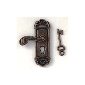 Door Handle with Keyplate Brown with Keys (23H x 15Wmm (inc handle to Left))