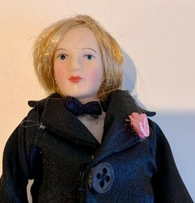 Man in Black Suit Porcelain Doll (150Hmm)