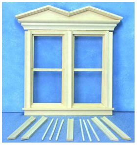 Fancy Victorian Working Double Window (Fits Opening   5-1/16"W X 5-1/16"H X 3/8"D)