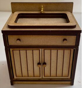 Laser Cut Kitchen Unit Sink Kit with Acrylic Top and Metal Taps (75W x 48D x 78Hmm Bench / 90Hmm Back)