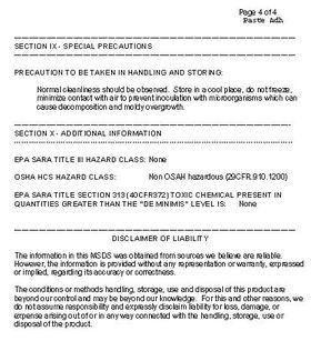 Glue Grandmother Stover's Safety data Sheet