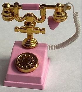 1:6 Small or 1:12 Large Pink Telephone Old Style (Base 20W x 16D, 30Hmm)