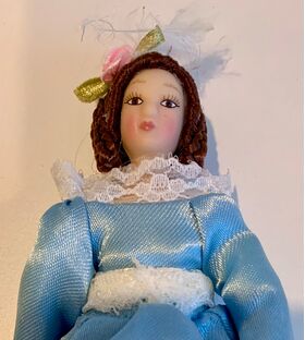 Lady in Blue Dress Porcelain Doll (145Hmm)