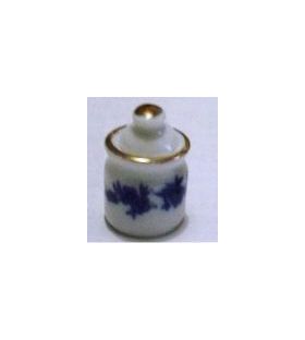 Jar with Lid Blue and White (20mmH x 13mmDiam)