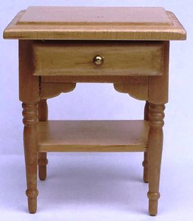 Side Table with Drawer and Shelf Oak (55w x 42D x 65H)