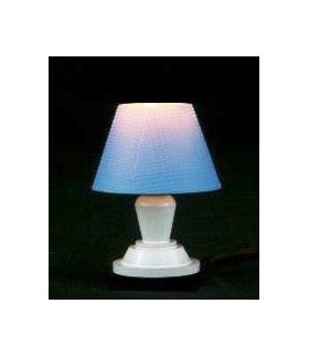 Bedroom Table Lamp White Metal Blue Shade (35mmH)