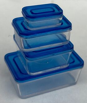 Kitchen Containers with Blue Lids Set 4 (Large: 34 x 23 x 19Hmm)