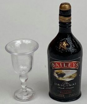 Baileys Bottle with Empty Glass (Bottle 11Diam x 33Hmm)