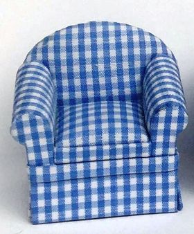 1:24 Sofa and 2 Chairs Blue/White Check