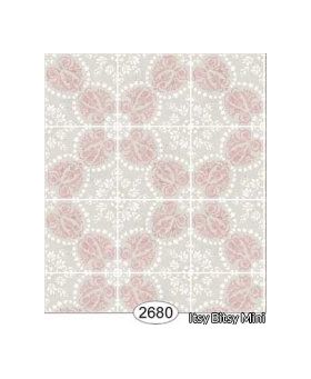 Rose Hill Tile Pink on Grey Wallpaper (267 X 413mm)