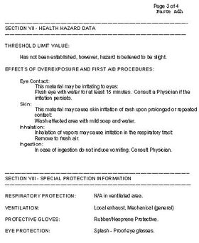 Glue Grandmother Stover's Safety data Sheet