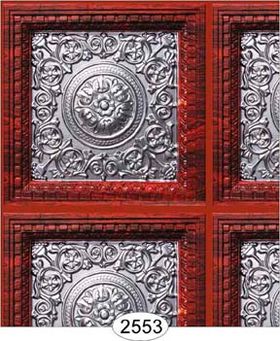 Rosette Panel Paper Antique Copper Rosewood Wallpaper (267 X 413mm, Tile: 38mm Square)