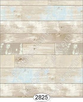 Reclaimed Wood Floor - Blue on Beige Wallpaper (267 X 413mm)