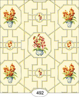 Floral Trellis Yellow Wallpaper (267 X 413mm)