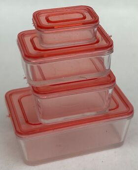 Kitchen Containers with Red Lids Set 4 (Large: 34 x 23 x 19Hmm)