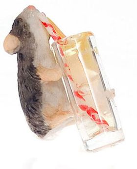 Mouse Drinking Lemonade (0.5"H x 0.625"W x 0.25"D)