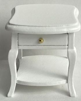 Bedside Table Curved Top, White (50 x 40 x 50Hmm)