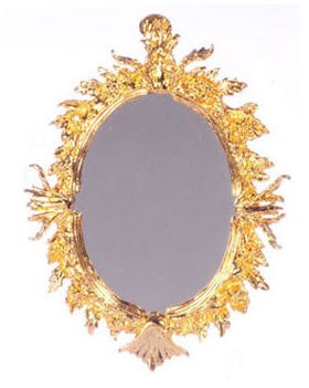 Oval Antique Mirror Gold-plated (2.875"H x 2.125"W x 0.25"D)