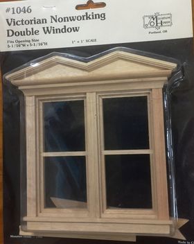 Victorian Non-Working Double Window (Fits opening 5 1/16"W x 5 1/16"H)