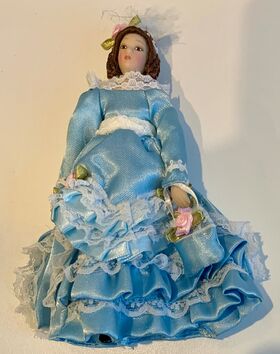 Lady in Blue Dress Porcelain Doll (145Hmm)