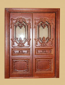 Queen Anne Double Door with Glass, Walnut (Fits opening 5 9/16″W x 7 9/16″H)
