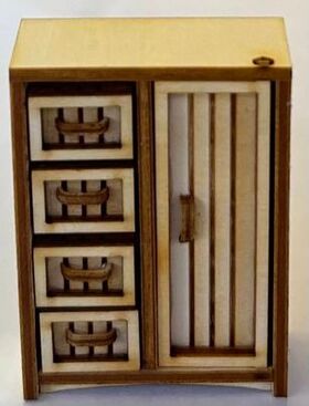 1:24 Cupboard with Drawers Kit Laser Cut