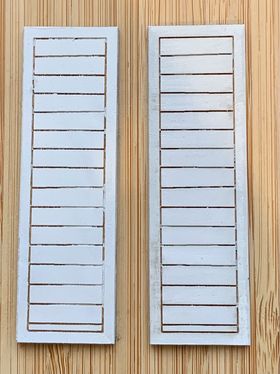 1:24 Laser Cut Shutters Pair White (Painted) (61 x 19 x 1.5mm)