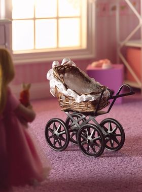 Brown Wicker Pram (65 x 34 x 60mm)