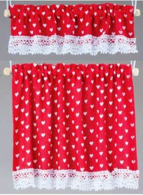 Cottage Curtains, Nursery Hearts, Red