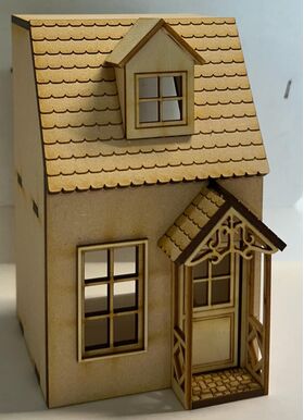 1:48 Cottage 2 Storey Kit Laser Cut (H:125 W:75 D:72, with verandah 90mm)
