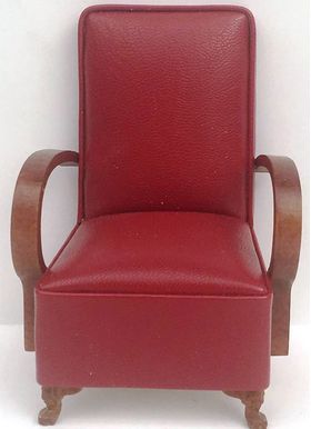 Armchair 40's Style Red with Curved Arms (70 x 69 x 97Hmm)