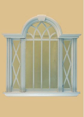 1:24 Cambridge Decorated Double Window, White (2 15/16″W x 3 15/16″H)
