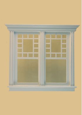 1:24 Scale Atherton Decorated Double Window, White  (2 13/16″W x 2 13/16″H)