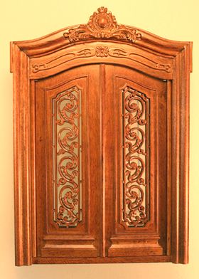Pollinade Carved Double Door Walnut (6 1/4"W x 8 7/8" H)