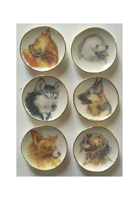 Dog Head Plates (1" Diam) (Price Each)