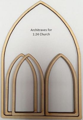 1:24 Laser Cut Architraves for Church Kit (Large Frame: 109W x 1.5D x 160Hmm)