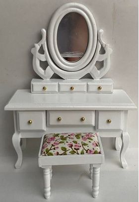 Dressing Table with Stool White (110W x 40D x 150Hmm, Stool: 45 x 30 x 40Hmm)