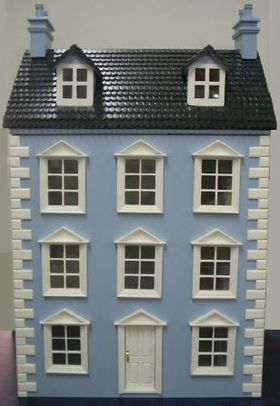 1:24 Blue Dollhouse (560H x 355W x 240D inc Chimney)