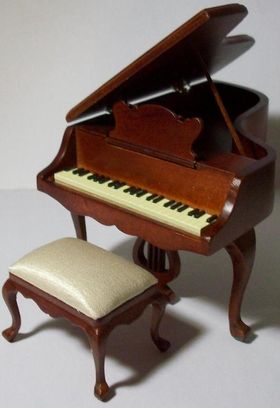 Grand Piano and Stool Walnut (Piano: 95W x 130D x 78Hmm, Stool: 53W x 38D x 36Hmm)