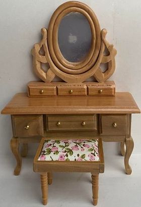 Dressing Table with Stool Oak (110W x 40D x 150Hmm, Stool: 45 x 30 x 40Hmm)