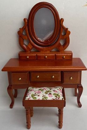 Dressing Table with Stool Brown (110W x 40D x 150Hmm, Stool: 45 x 30 x 40Hmm)