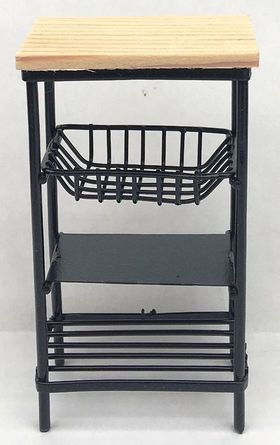 Shelf with Wood Shelf and Basket, Black Wire (90H x 48W x 27Dmm)