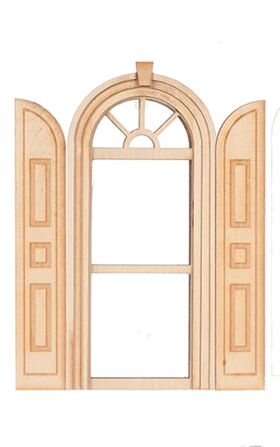 Window Palladian 1 over 1 with Shutters (Fits opening 2 9/16" x 6")