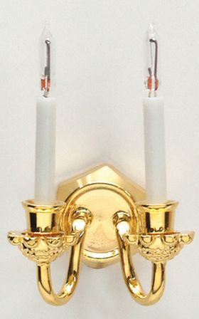 Double Candle Wall Sconce with Bi-Pin Bulbs (1"H x 0.75"W x 0.5"D)