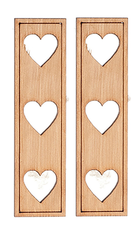 Shutters - Heart Cutouts, 1 Pair (1 1/4" x 4 3/4")
