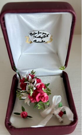 Boxed Wedding Bouquet by Kathy Brindle (55 x 50 x 35Hmm)