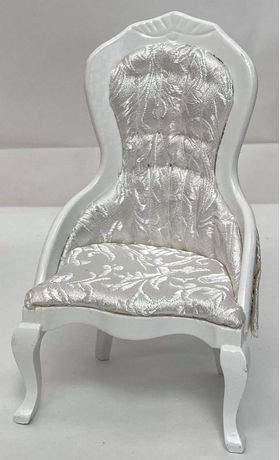 Chair without Arms, White Fabric, White Wood