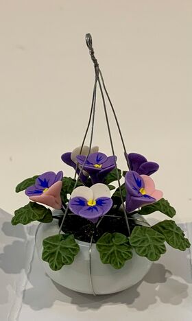 Box of 12 Flowers Hanging Mauve Pansies (Bowl:30mm Diameter)