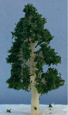 4cm Pear Shaped White Trunk Dark Green Tree