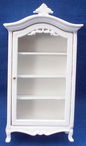 1:24 White Cabinet with Glass Door (43W x 19D x 82Hmm)